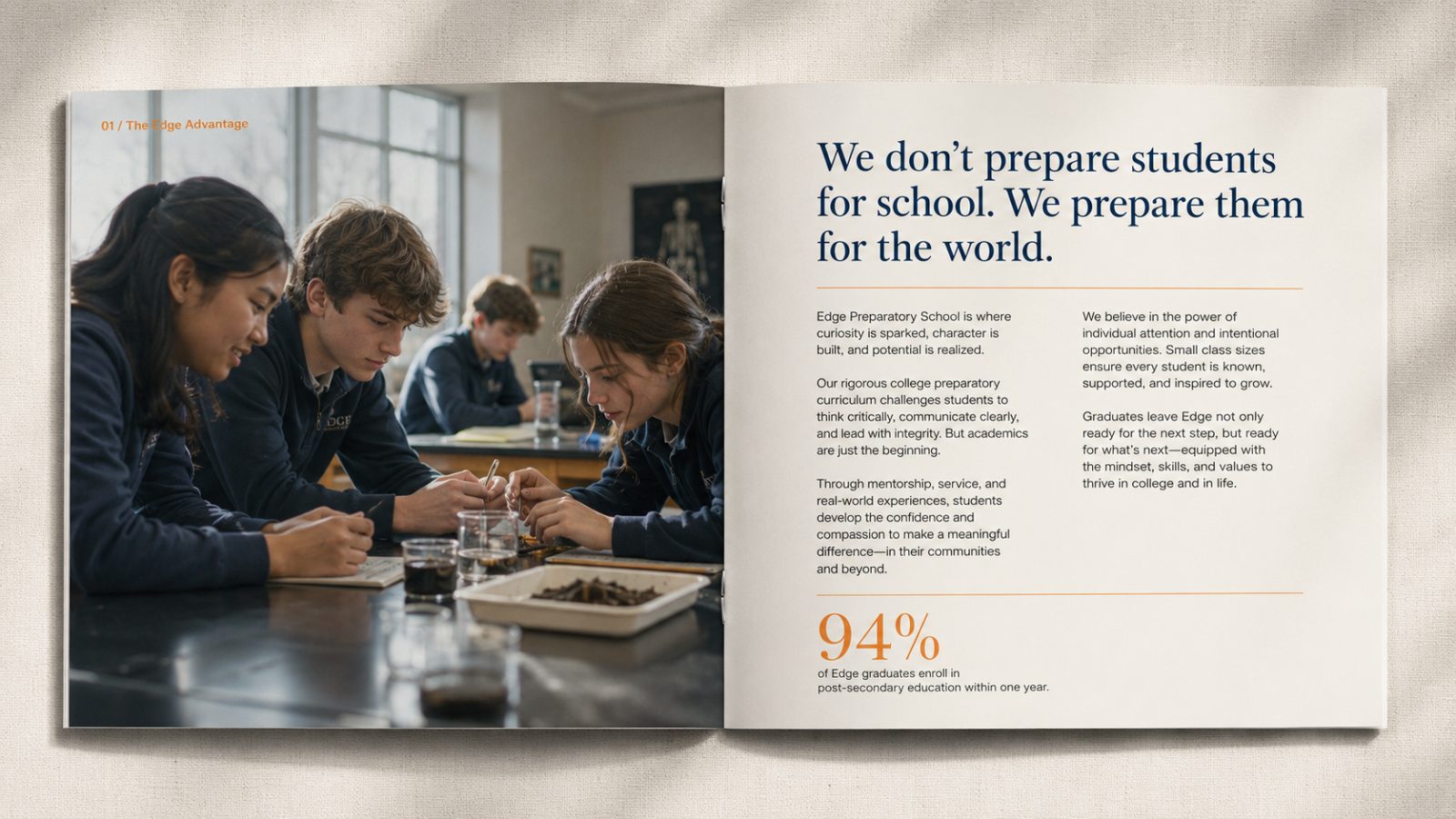 Edge Preparatory brochure spread