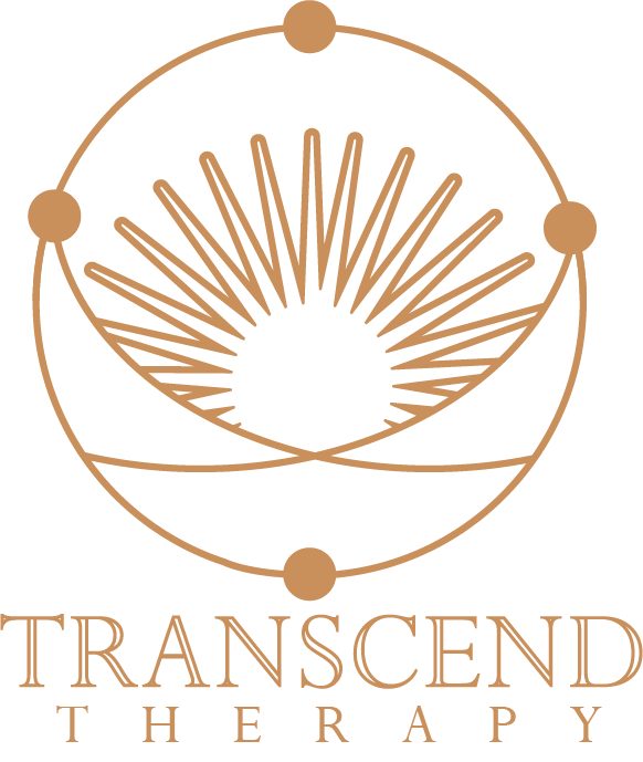 Transcend Therapy lotus logo in beige